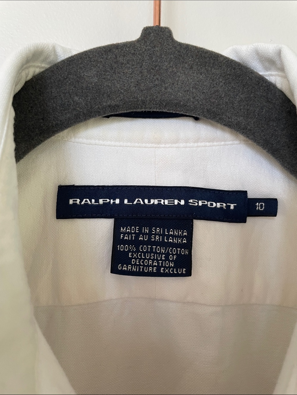 Ralph Lauren Sport White Button-Down Shirt with Navy Label